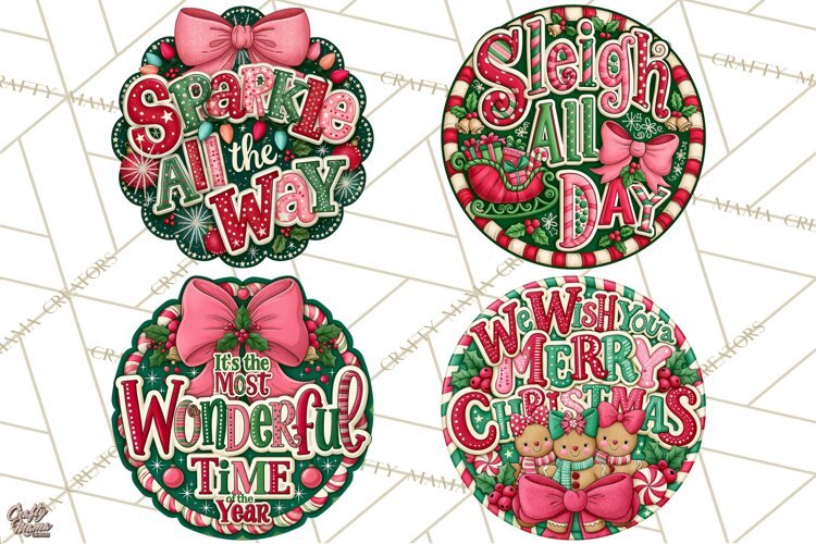 Whimsical Christmas Door Sign Clipart PNG, Merry (6913970)