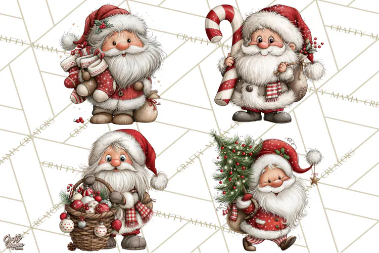 Santa Christmas Clipart, Cute Whimsical Santa PNG, Christmas