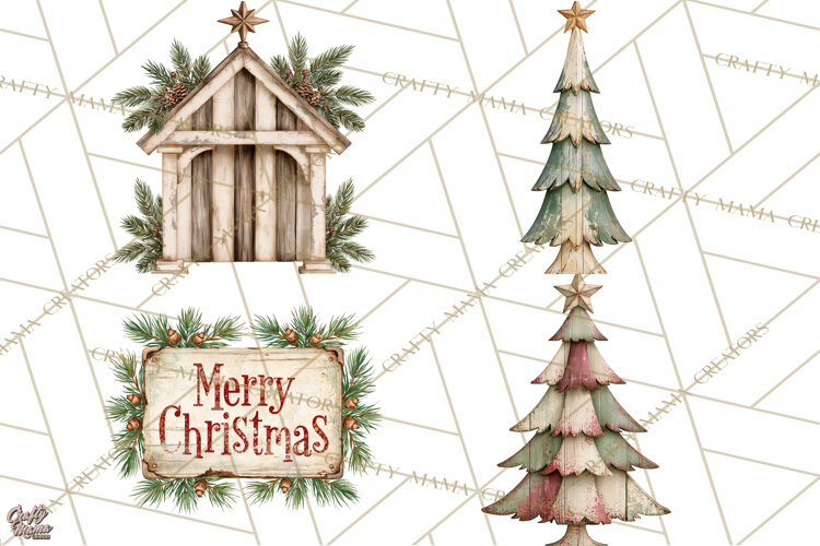 Vintage Farmhouse Christmas Decor PNG example image 1