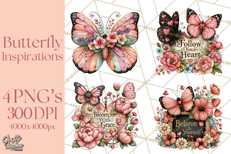 Inspirational Butterfly Sign Clipart PNG