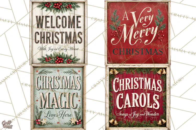Farmhouse Christmas Signs PNG