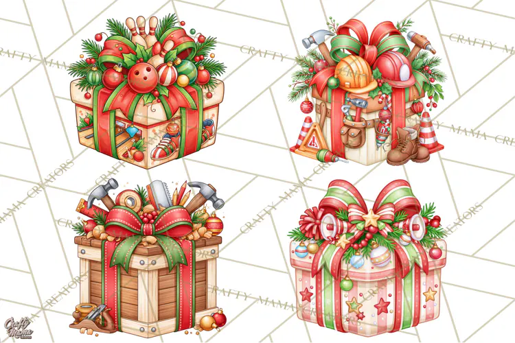 Sports & Occupations Christmas Gifts Clipart