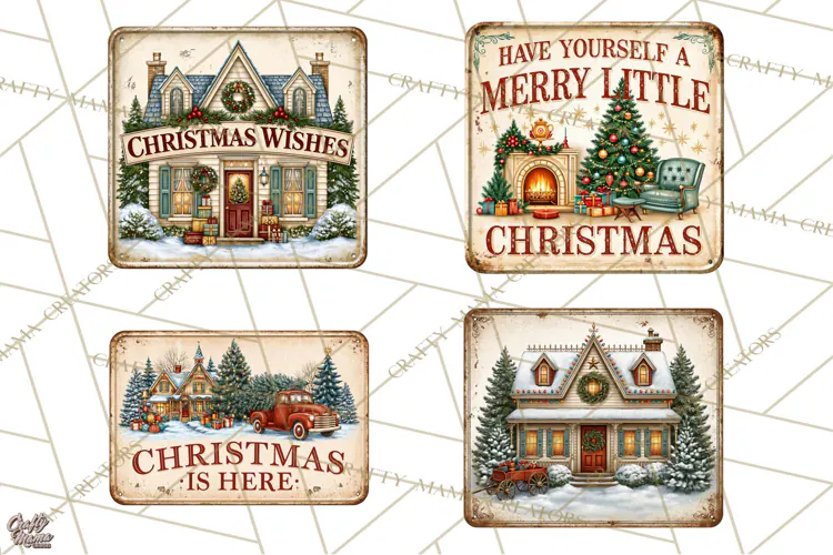 Vintage Mid Century Christmas Signs | Holiday Quotes