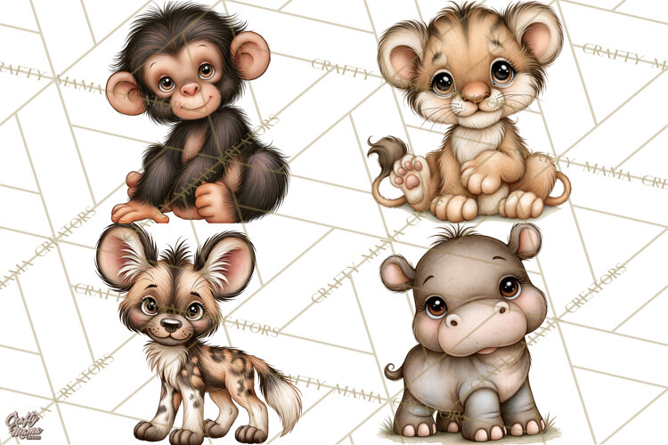 Safari Clipart African Animals Watercolor PNG example image 1