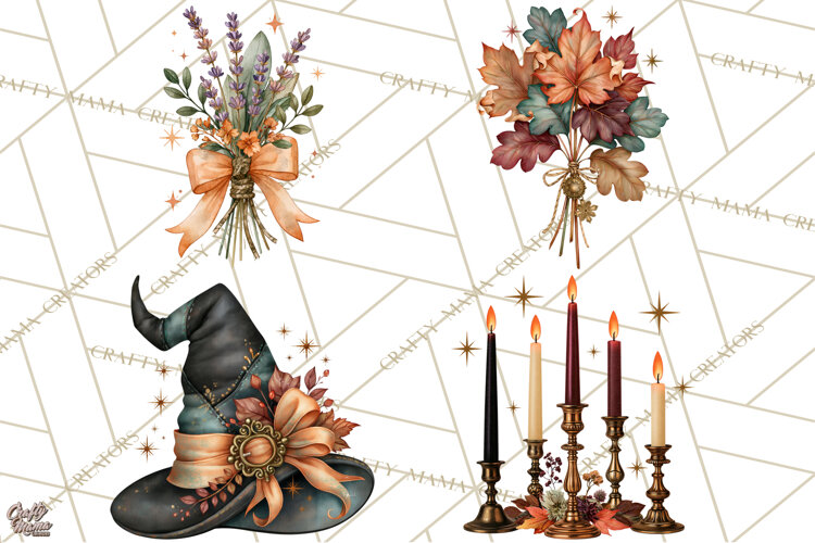 Vintage Witch Apothecary Clipart PNG, Halloween Magic example image 1