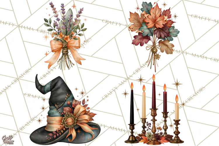 Vintage Witch Apothecary Clipart PNG, Halloween Magic
