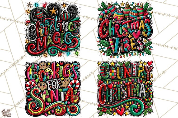 Whimsical Christmas Shirt Graphic PNG Holiday Doodle Quote example image 1