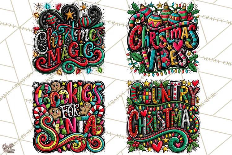 Whimsical Christmas Shirt Graphic PNG Holiday Doodle Quote
