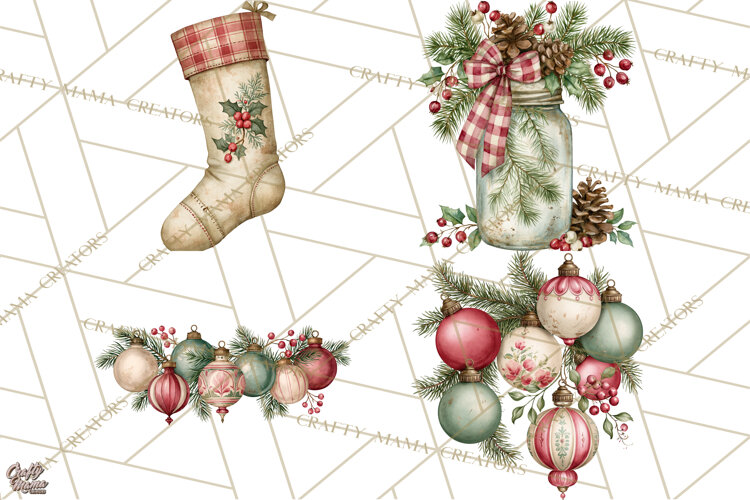 Vintage Farmhouse Christmas Decor PNG example image 1