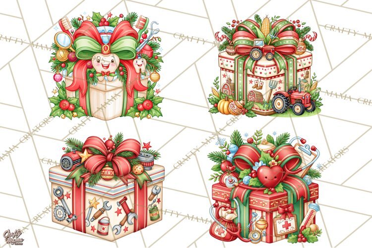 Sports & Occupations Christmas Gifts Clipart example image 1