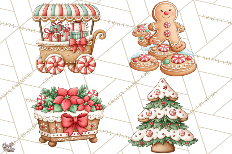 Downtown Gingerbread Town Accessories Clipart PNG