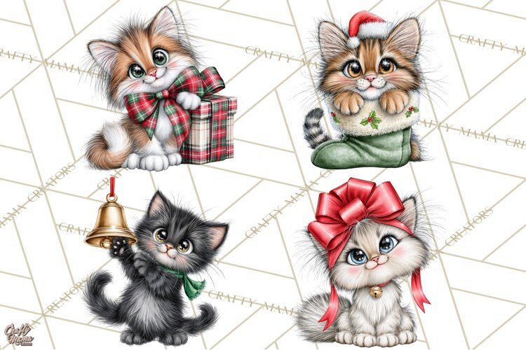 Christmas Cat Clipart PNG, Funny Kitten Christmas example image 1