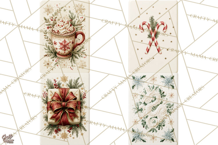 Christmas Mahjong Clipart, Holiday Mahjong Tiles PNG example image 1