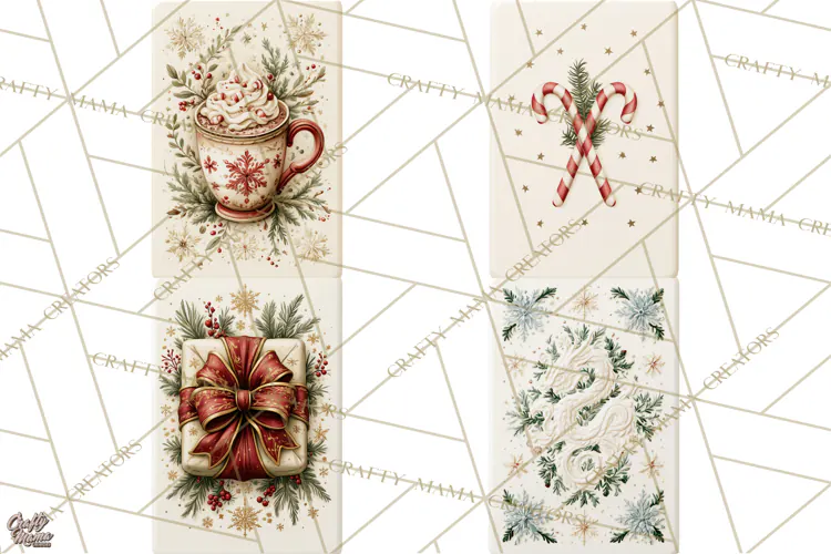 Christmas Mahjong Clipart, Holiday Mahjong Tiles PNG