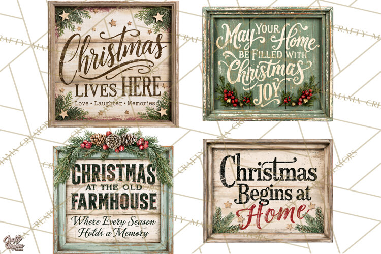 Farmhouse Christmas Signs PNG example image 1