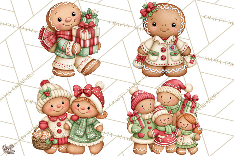 Downtown Gingerbread Town Characters Clipart PNG example image 1