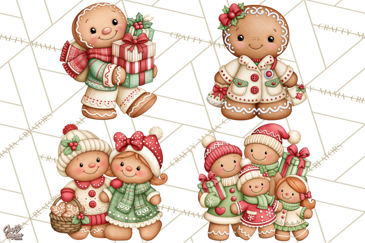 Downtown Gingerbread Town Characters Clipart PNG