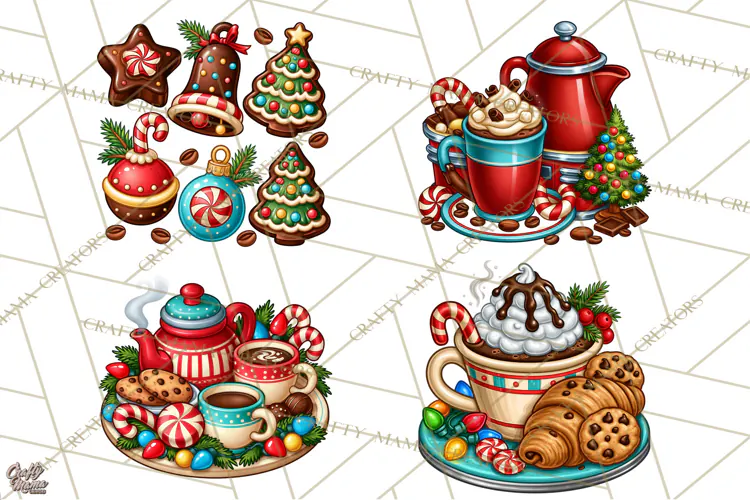Cocoa Christmas Clipart, Chocolate Coffee Holiday PNG