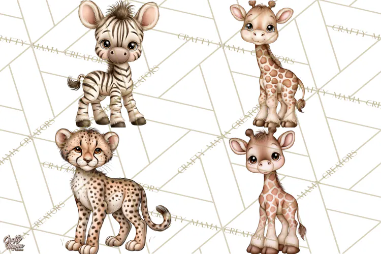 Safari Clipart African Animals Watercolor PNG