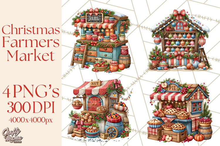 Christmas Farmers Market PNG Illustrations