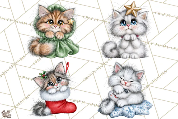 Christmas Cat Clipart PNG, Funny Kitten Christmas