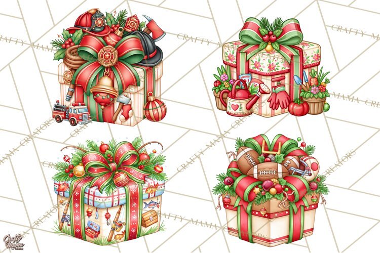 Sports & Occupations Christmas Gifts Clipart example image 1