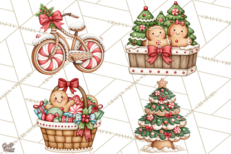 Downtown Gingerbread Town Accessories Clipart PNG