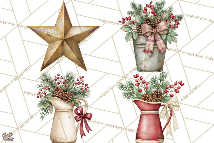 Vintage Farmhouse Christmas Decor PNG example image 1