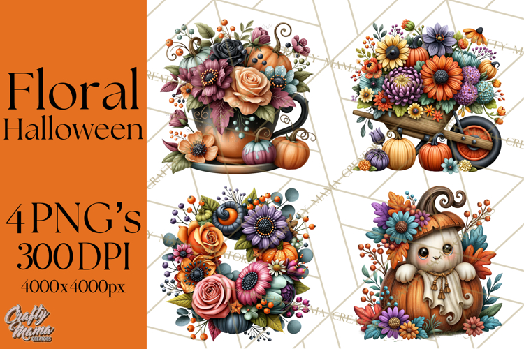 Halloween Floral Clipart PNG Spooky Flowers Images
