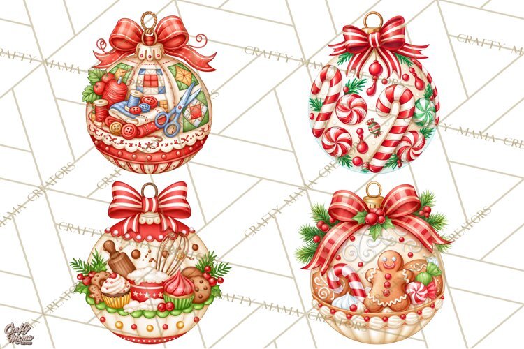 Multi Themed Christmas Ornament Clipart PNG example image 1
