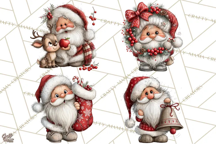 Santa Christmas Clipart, Cute Whimsical Santa PNG, Christmas