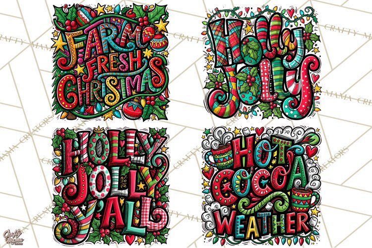 Whimsical Christmas Shirt Graphic PNG Holiday Doodle Quote example image 1
