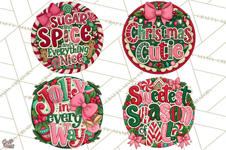 Whimsical Christmas Door Sign Clipart PNG, Merry and Bright
