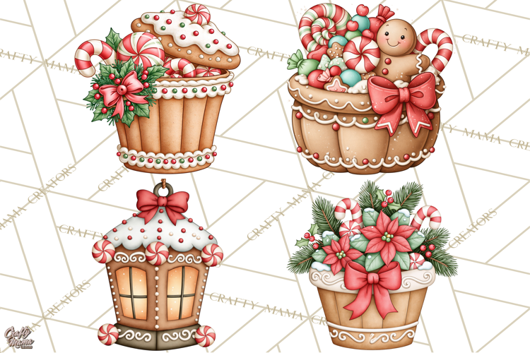 Downtown Gingerbread Town Accessories Clipart PNG