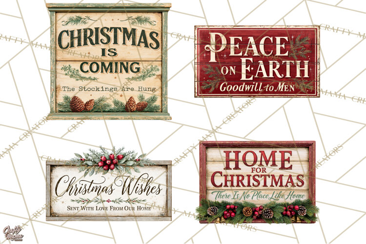 Farmhouse Christmas Signs PNG example image 1