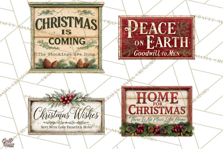 Farmhouse Christmas Signs PNG