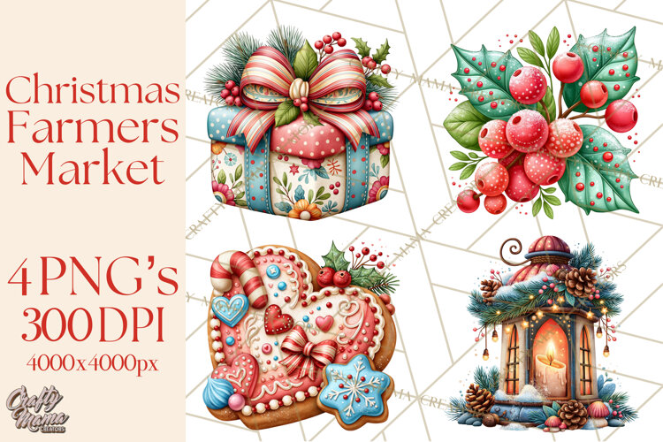 Christmas Farmers Market PNG Illustrations example image 1