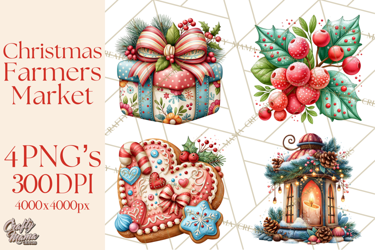 Christmas Farmers Market PNG Illustrations