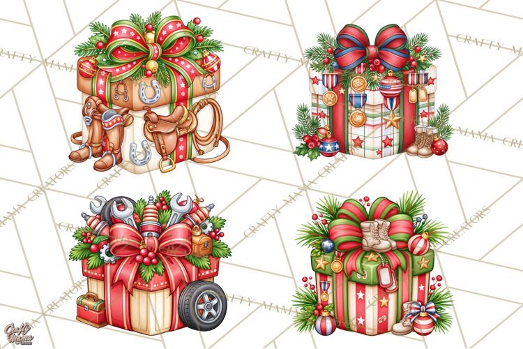 Sports & Occupations Christmas Gifts Clipart example image 1