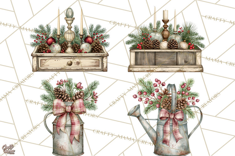 Vintage Farmhouse Christmas Decor PNG example image 1