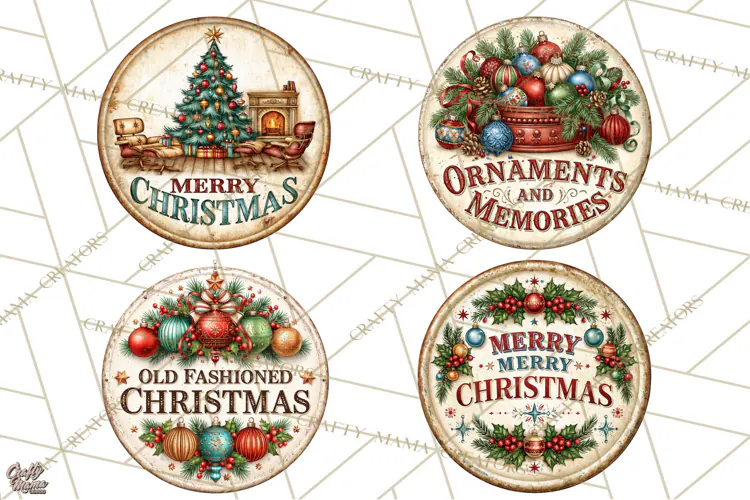 Mid Century Christmas Vintage Signs | Round Door Sign Design