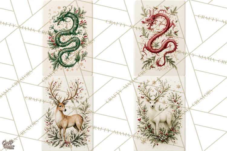 Christmas Mahjong Clipart, Holiday Mahjong Tiles PNG