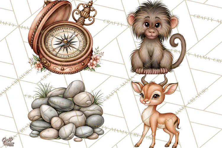 Safari Clipart African Animals Watercolor PNG
