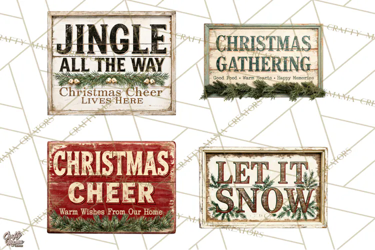 Farmhouse Christmas Signs PNG