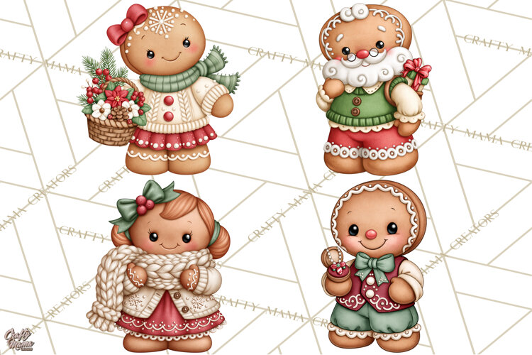 Downtown Gingerbread Town Characters Clipart PNG example image 1