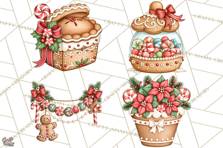 Downtown Gingerbread Town Accessories Clipart PNG example image 1