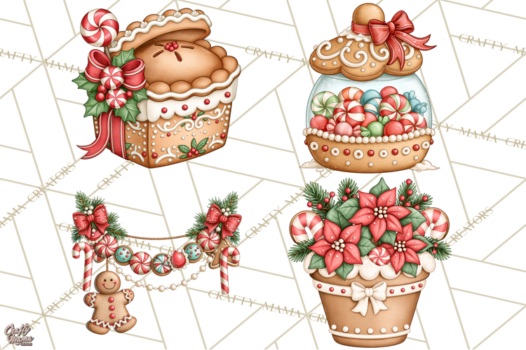 Downtown Gingerbread Town Accessories Clipart PNG