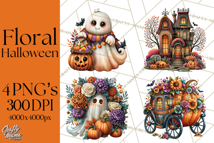 Halloween Floral Clipart PNG Spooky Flowers Images