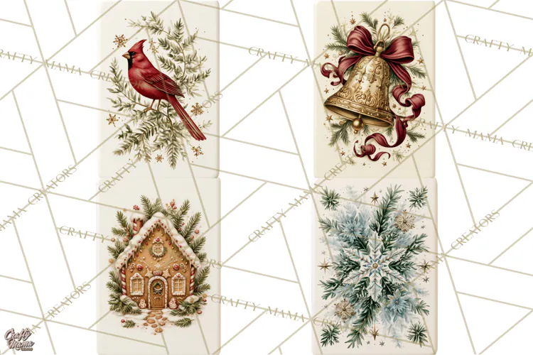 Christmas Mahjong Clipart, Holiday Mahjong Tiles PNG
