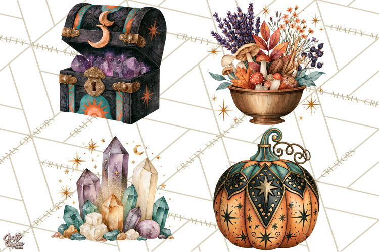 Vintage Witch Apothecary Clipart PNG, Halloween Magic example image 1